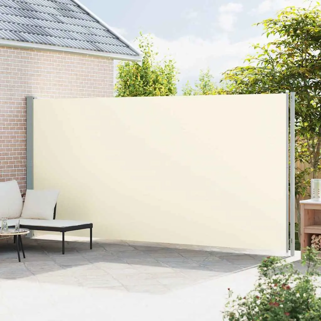 Side Awning Outdoor Privacy Screen Cream 220 cm x 600 cm Retractable Garden Shade