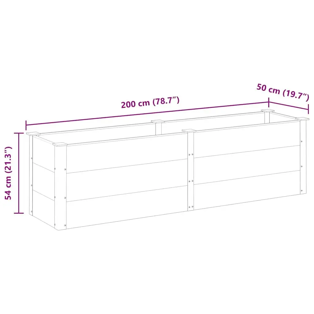 Garden Raised Bed Planter Outdoor Flower Plant Box 200x50x54 cm Grey