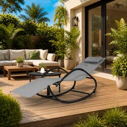 Comfortable Grey Rocking Sun Lounger with Durability