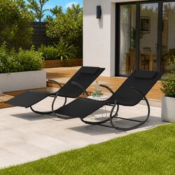 Comfortable Black Steel Rocking Loungers 2 pcs for Relaxation