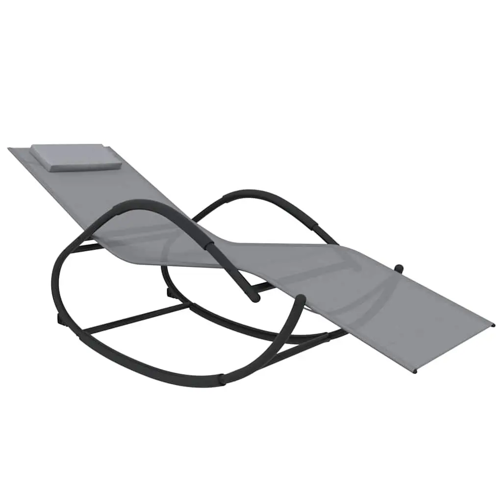Sun Loungers Rocking Chair Grey 2pc Set Outdoor Garden Relaxation Swing Lounger