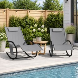 Comfortable Rocking Sun Loungers 2 pcs Grey Steel for Your Relaxation