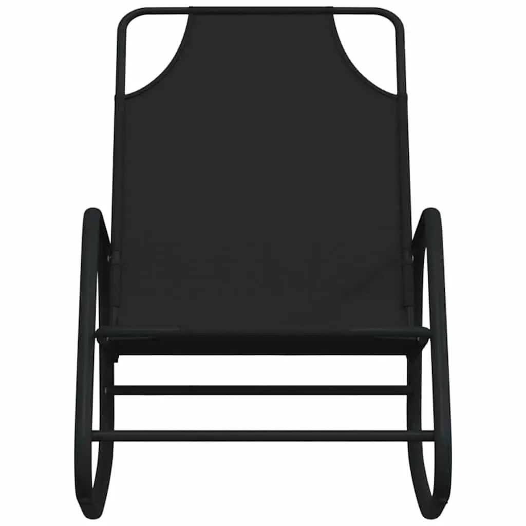 Rocking Sun Lounger Chair 2 pcs Outdoor Furniture Black Steel Textilene Mesh