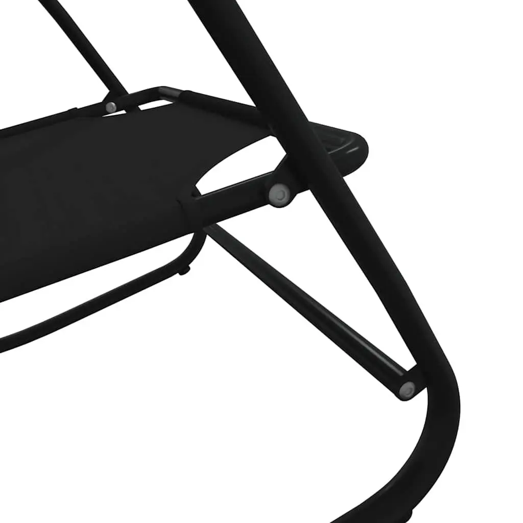 Rocking Sun Lounger Chair 2 pcs Outdoor Furniture Black Steel Textilene Mesh
