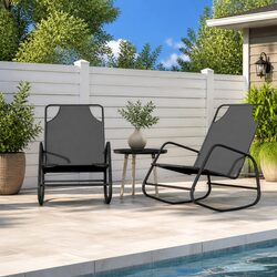 Reliable Grey Rocking Lounger Chair in Steel & Textilene Mesh