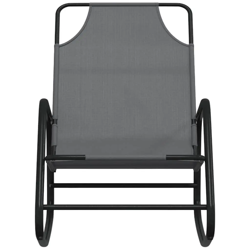 Rocking Sun Lounger Chair Outdoor Relaxation 2 Piece Grey Steel Textilene Mesh