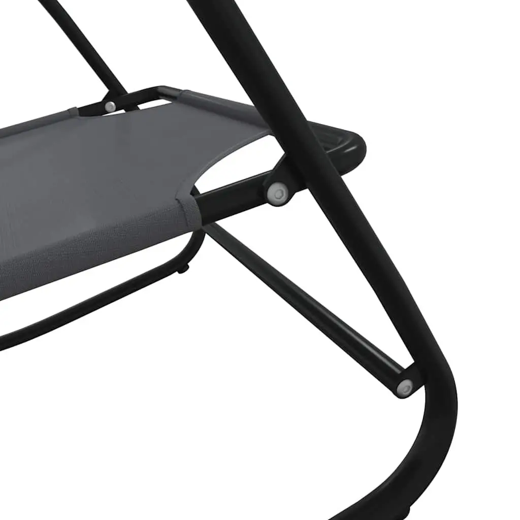 Rocking Sun Lounger Chair Outdoor Relaxation 2 Piece Grey Steel Textilene Mesh