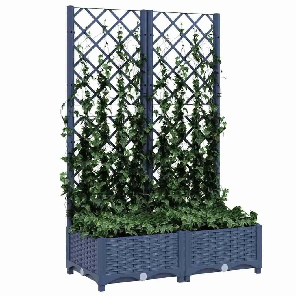 Garden Planter with Trellis Outdoor Climbing Plants Support Grey 80x40x121.5cm