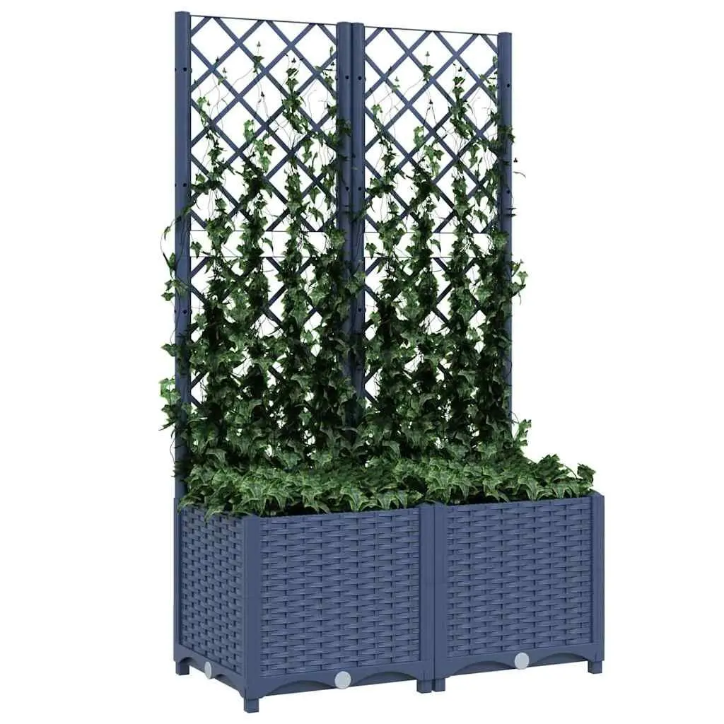 Garden Planter Grey Outdoor Climbing Plants Support with Trellis 80 x 40 x 136 cm
