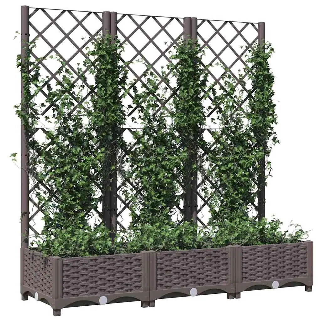 Garden Planter with Trellis Outdoor Planter Box for Climbing Plants 120 x 40 x 121.5 cm Brown