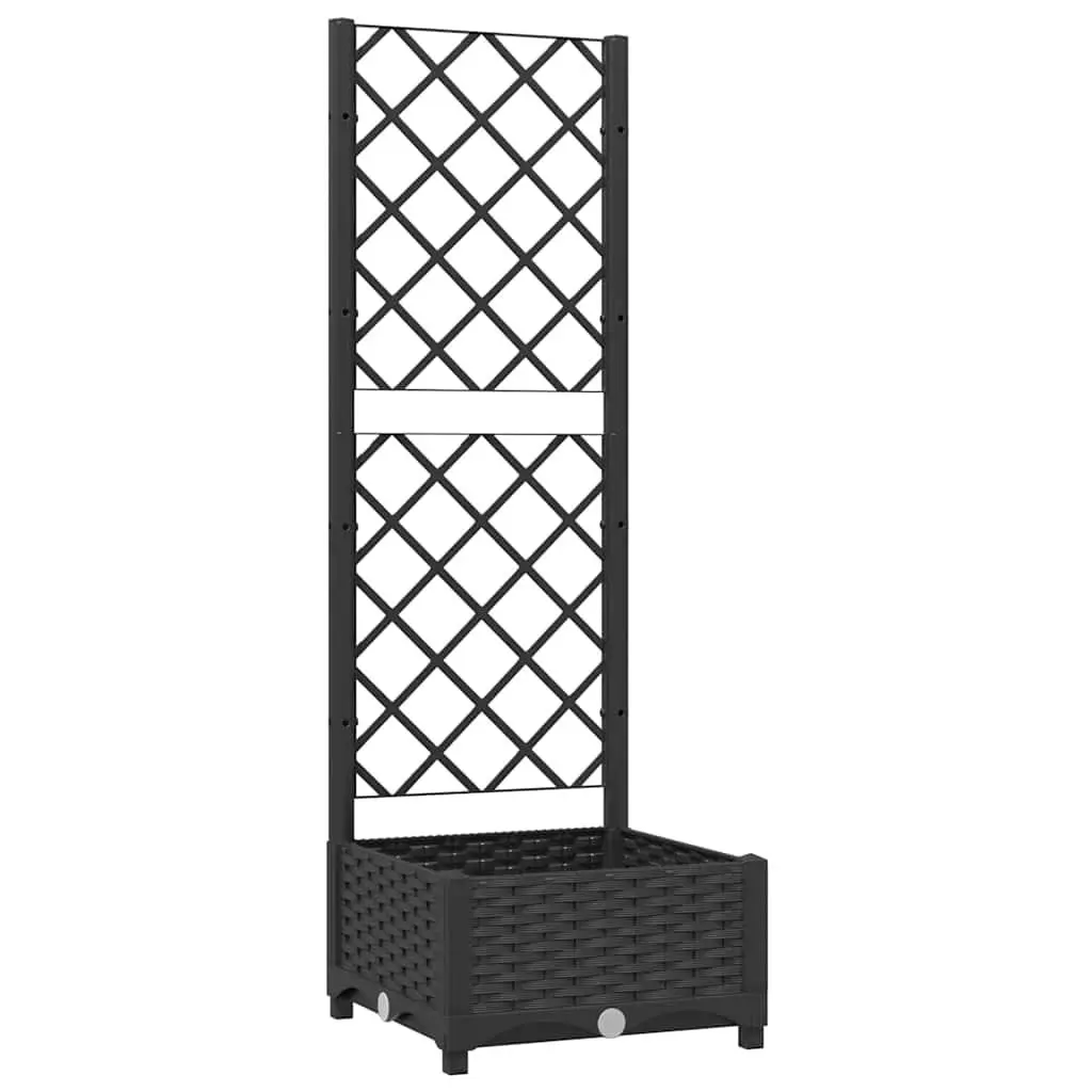 Garden Planter with Trellis Outdoor Planter Box Climbing Plants Support Black 40 x 40 x 121.5 cm