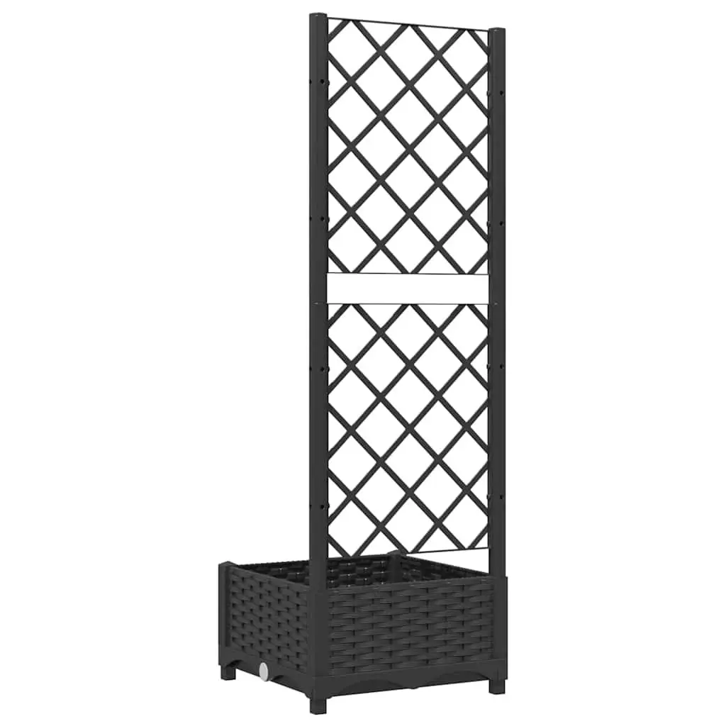 Garden Planter with Trellis Outdoor Planter Box Climbing Plants Support Black 40 x 40 x 121.5 cm