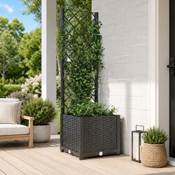 Reliable Black Garden Planter with Trellis for Climbing Plants