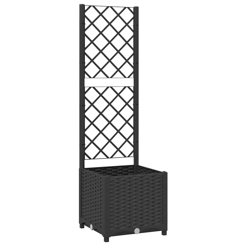 Garden Planter with Trellis Support 40x40x136cm Black