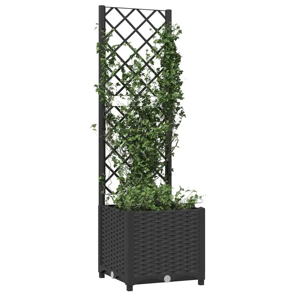 Garden Planter with Trellis Support 40x40x136cm Black