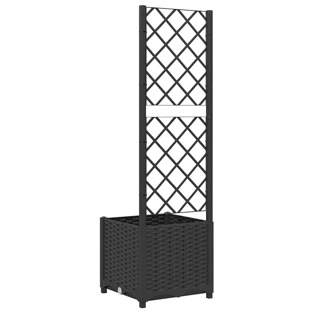Garden Planter with Trellis Support 40x40x136cm Black