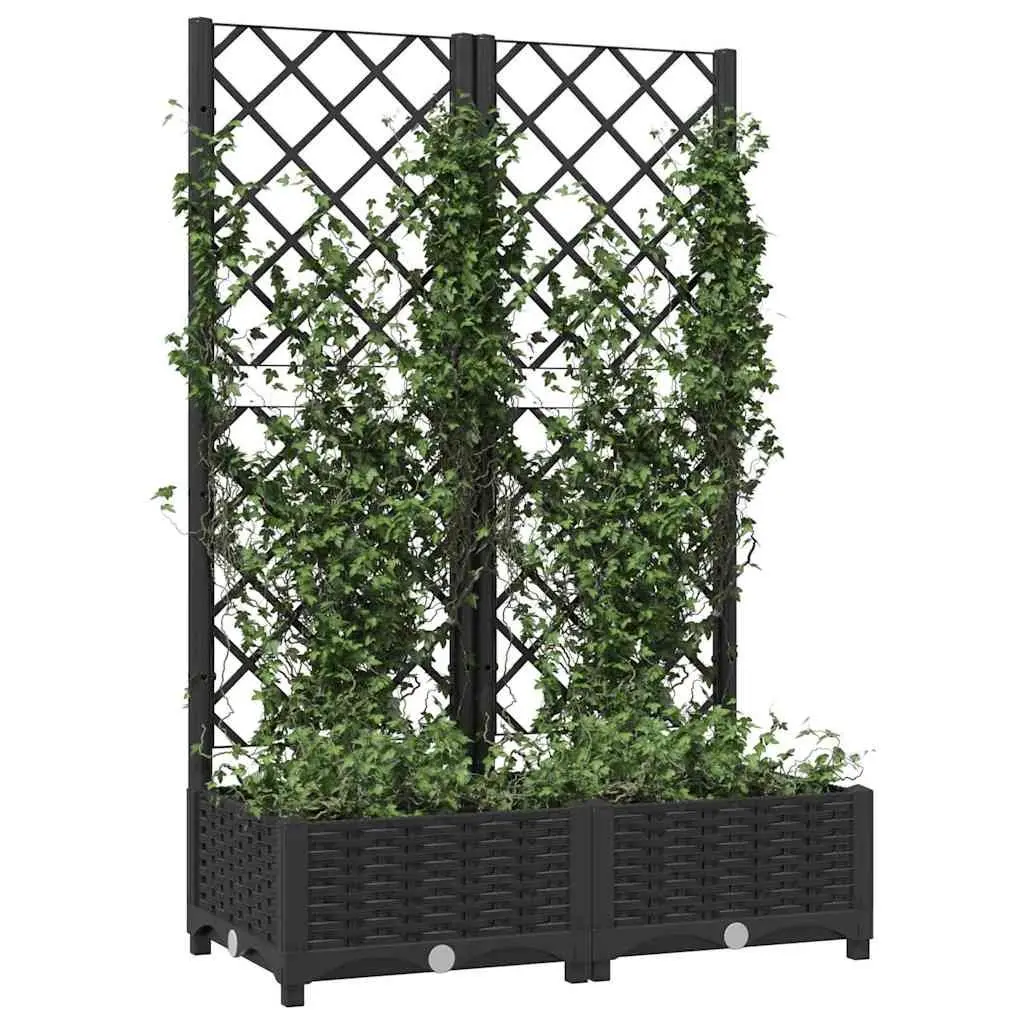 Garden Planter with Trellis Support for Climbing Plants 80 x 40 x 121.5 cm Black