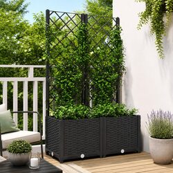 Reliable Garden Planter with Trellis in Black