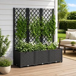 Practical Black Garden Planter with Trellis for Your Garden