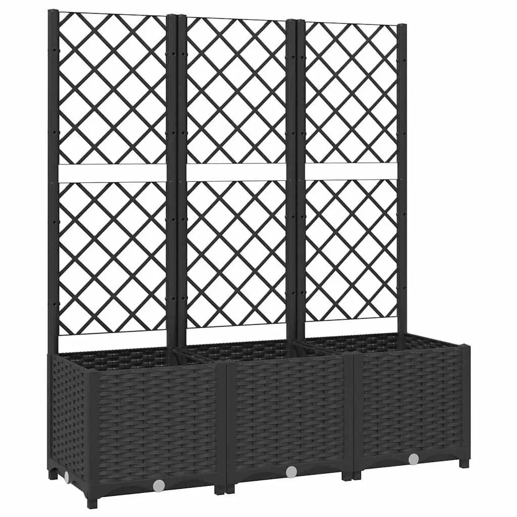 Raised Garden Planter with Trellis 120x40x136cm Black