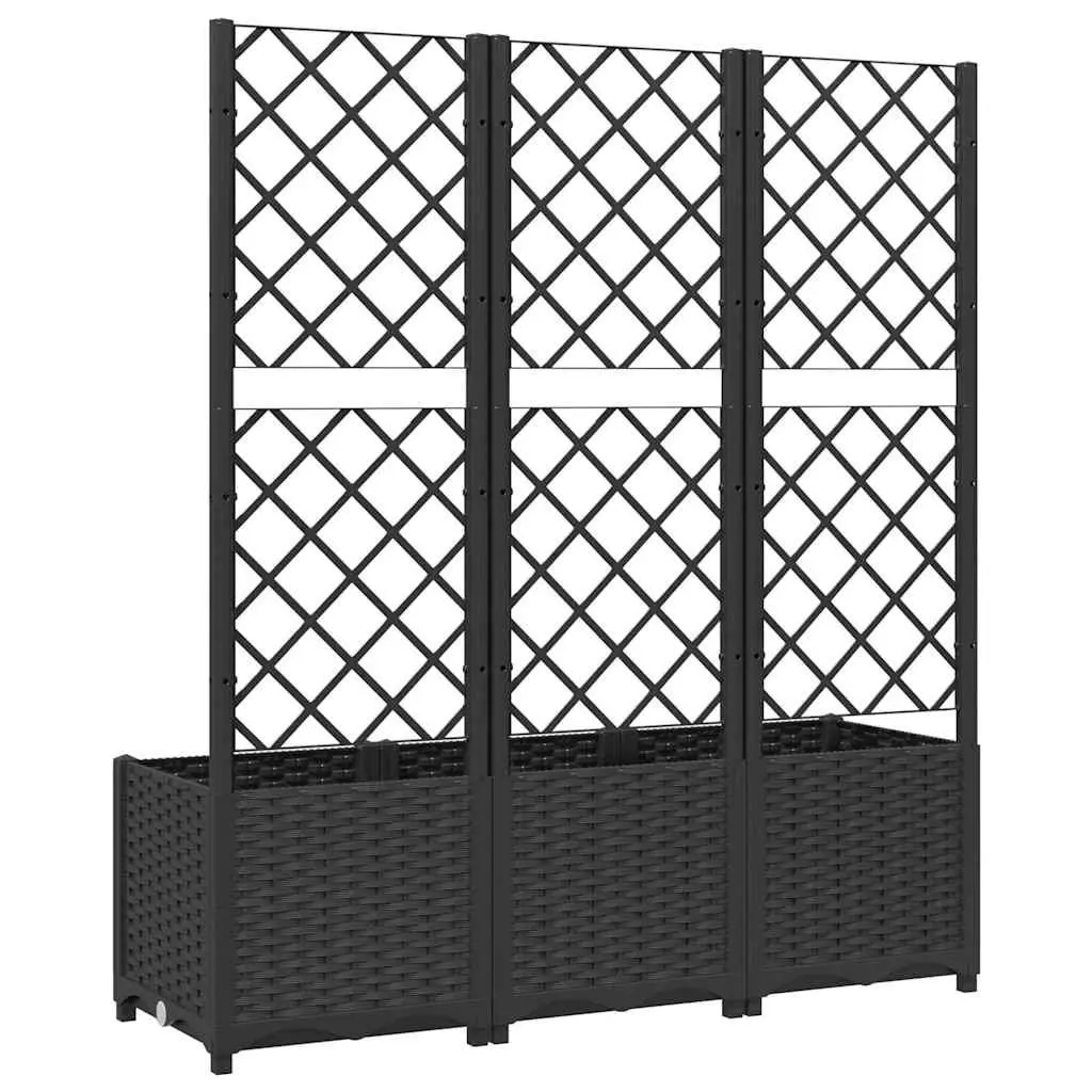 Raised Garden Planter with Trellis 120x40x136cm Black