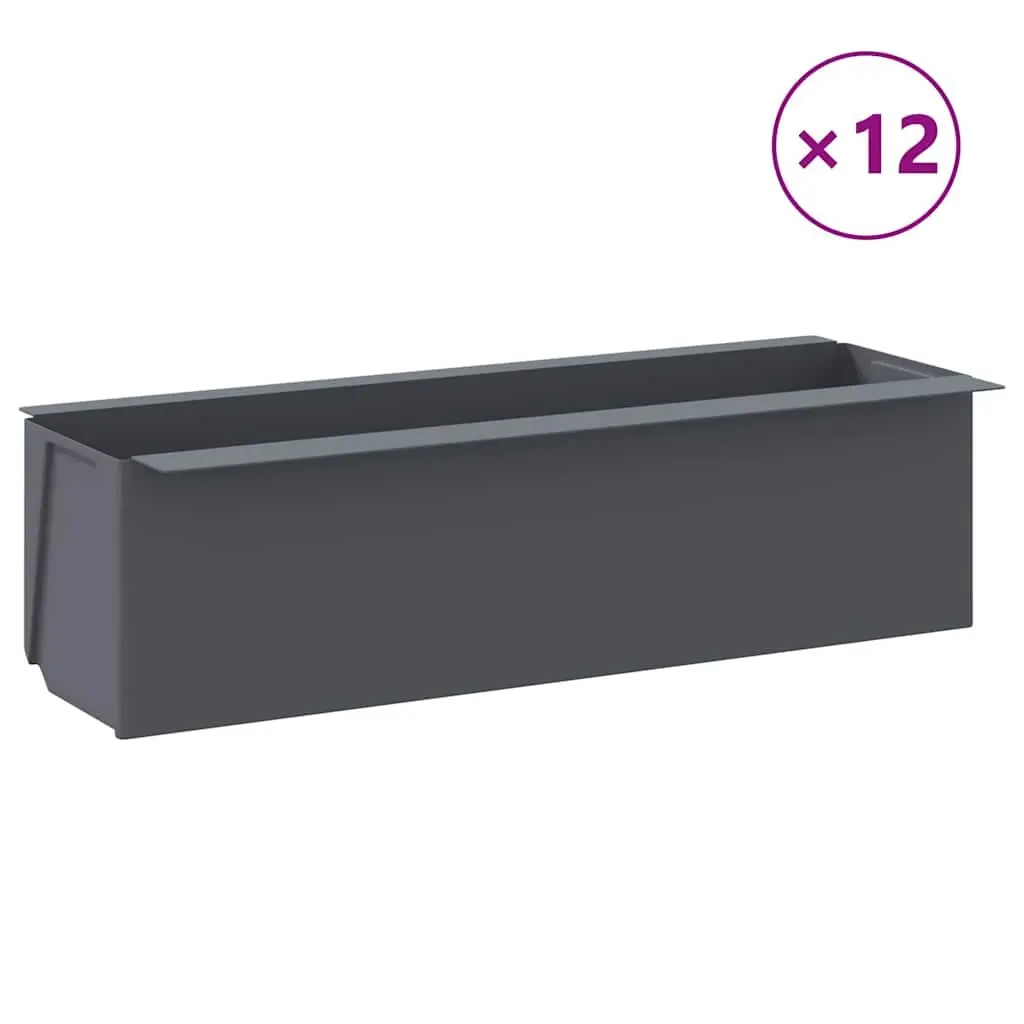 Flower Boxes Planter Pots for Euro Pallets 36 x 13.5 x 9.5 cm Grey 12 Piece Garden Outdoor Indoor