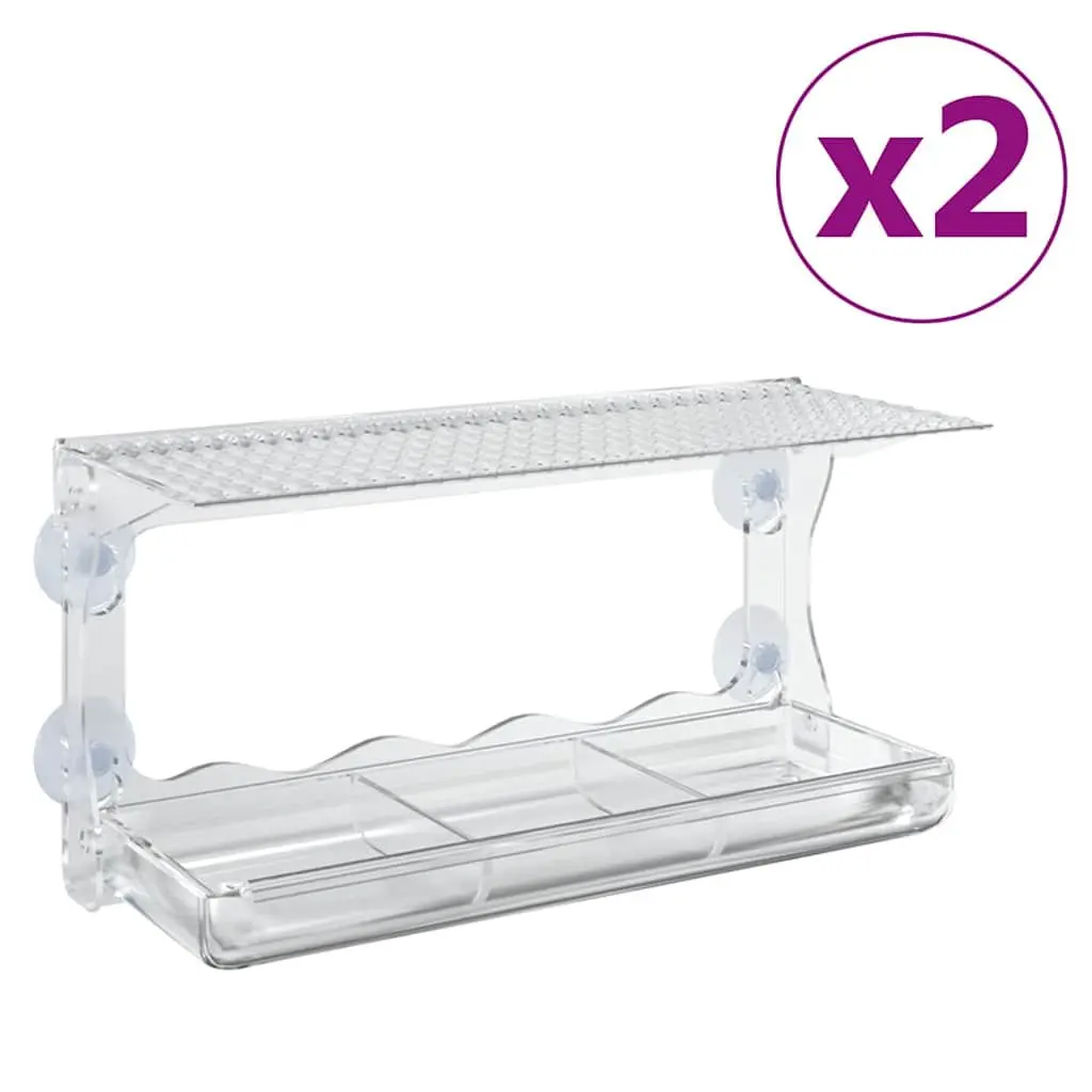 Window Bird Feeders Outdoor Feeding 30 x 12 x 15 cm Transparent Acrylic 2 Piece