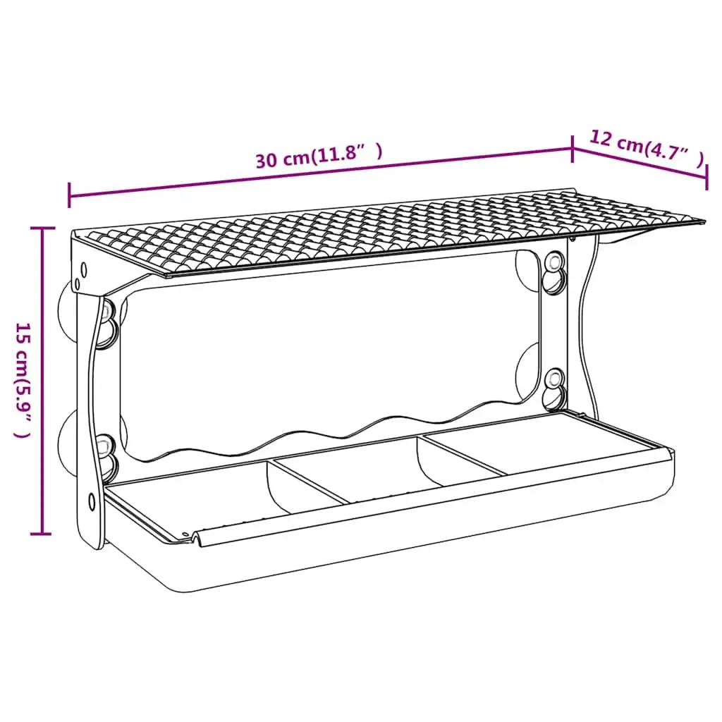 Window Bird Feeders Outdoor Feeding 30 x 12 x 15 cm Transparent Acrylic 2 Piece