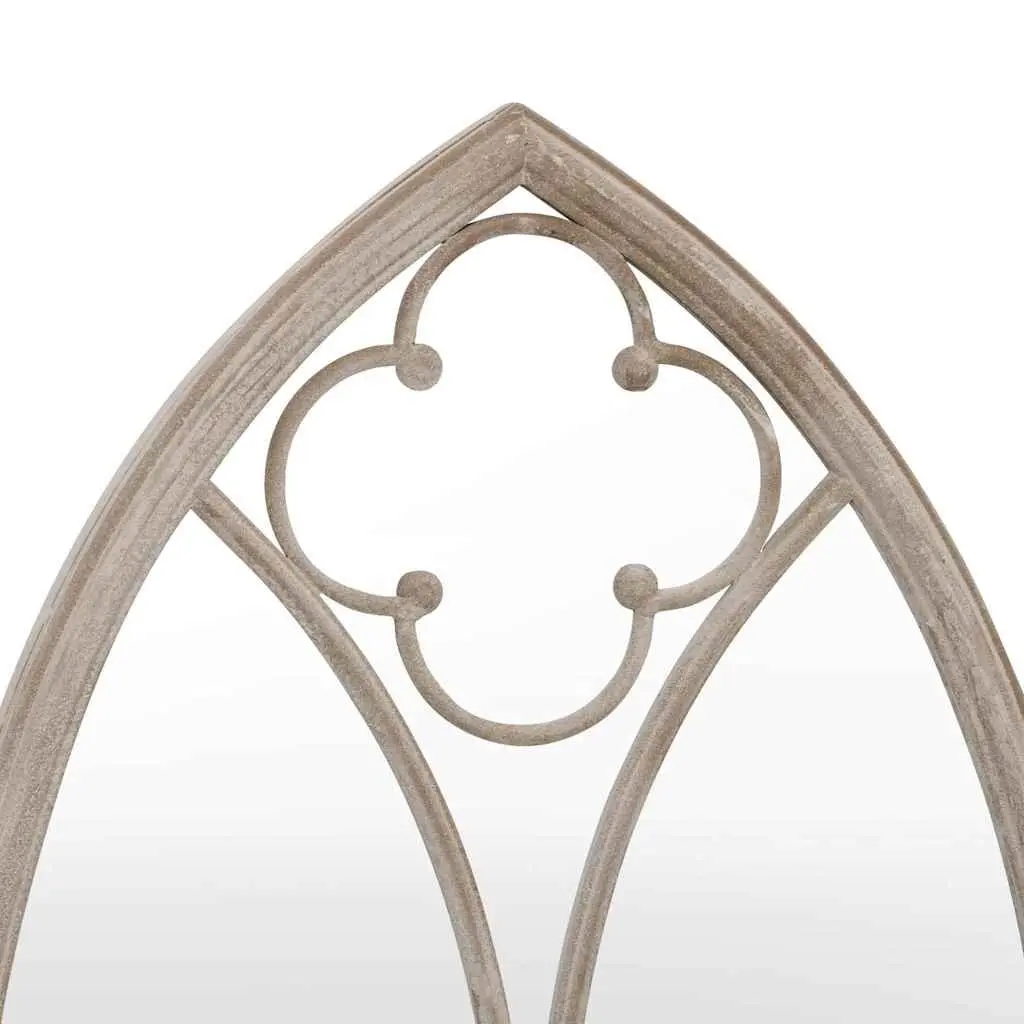 Garden Mirror Outdoor Decor Wall Mount 100x45cm Cream Rust Effect Iron
