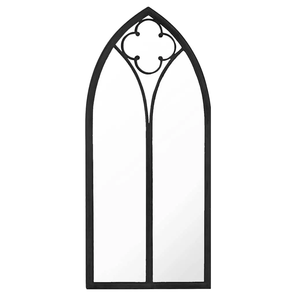 Garden Mirror Outdoor Wall Mounted 100x45 cm Black Iron Decorative Rust Effect