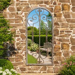 Quality Cream Garden Mirror with Antique Iron Frame 100x45 cm