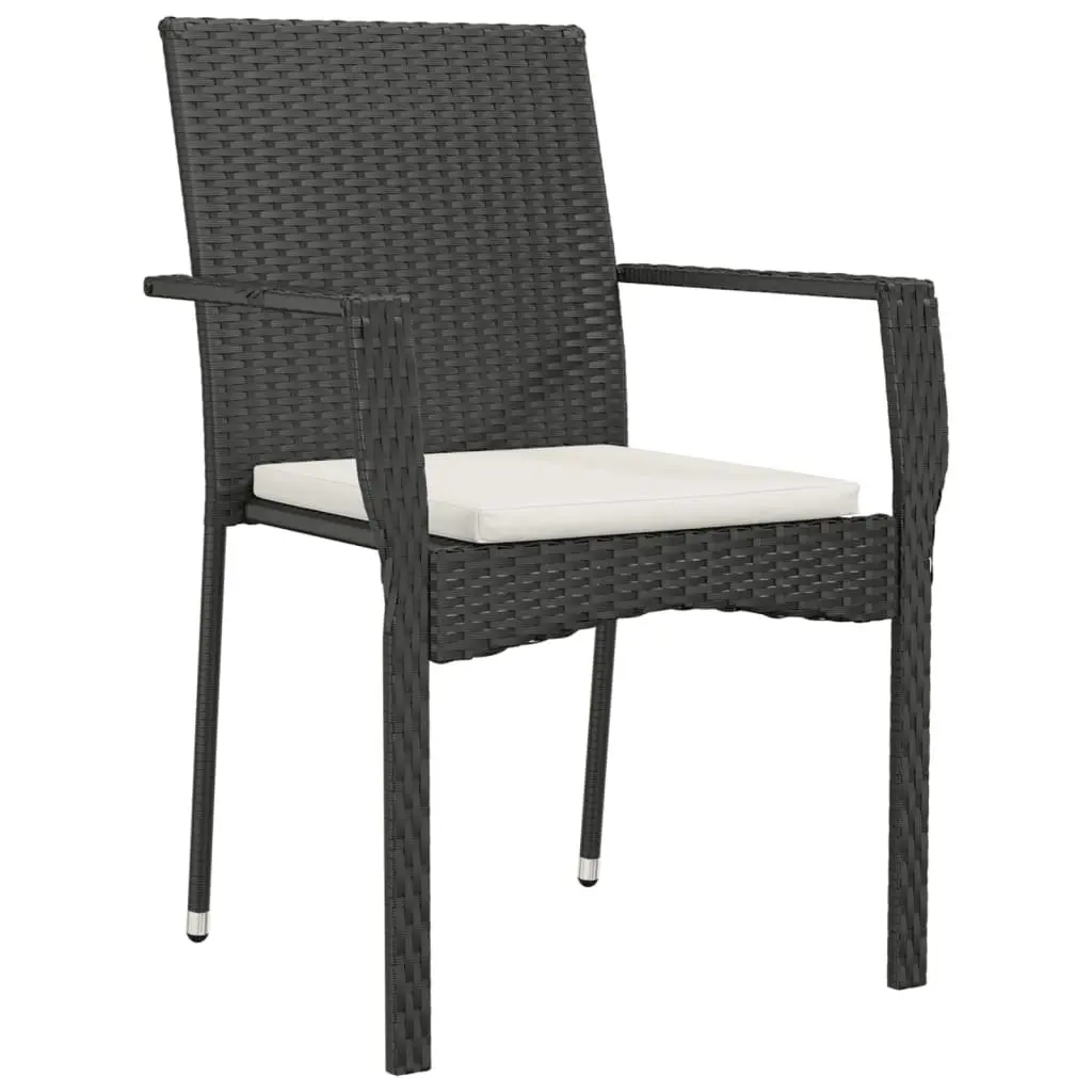 Garden Dining Set 5 Piece Outdoor Patio Furniture Black Poly Rattan Chairs Table