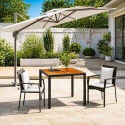 Garden Dining Set 3 Piece Outdoor Patio Furniture Black Poly Rattan Chair Table
