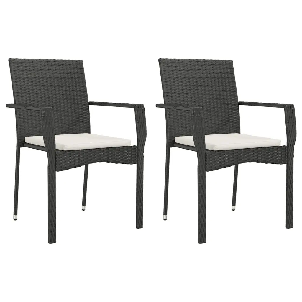 Garden Dining Set Outdoor Patio Furniture 3 Piece Black PE Rattan Chair Table