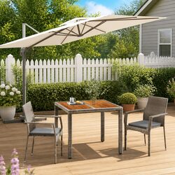 Practical 3 Piece Outdoor Dining Set with Acacia Wood Top