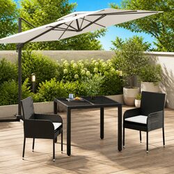 Comfortable and Practical 3 Piece Garden Dining Set in Black