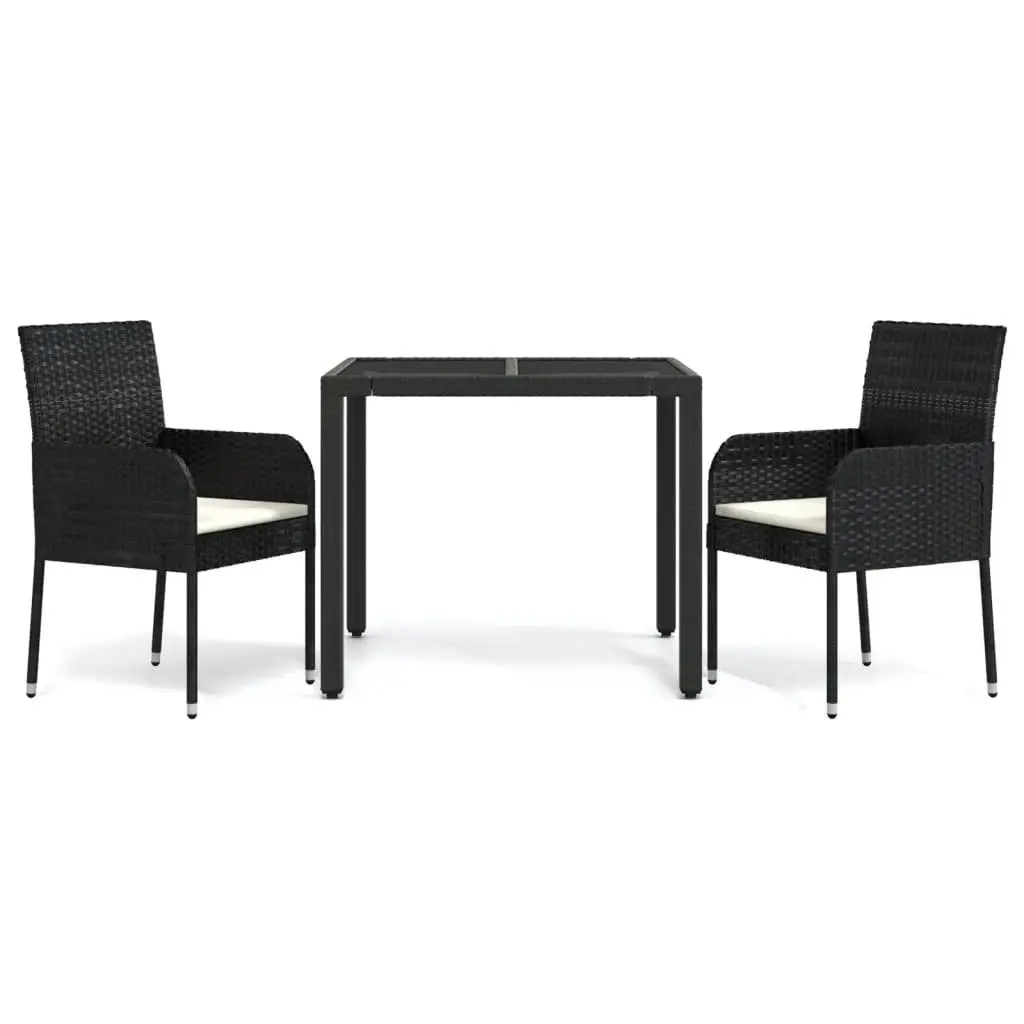3 Piece Garden Dining Set in Black