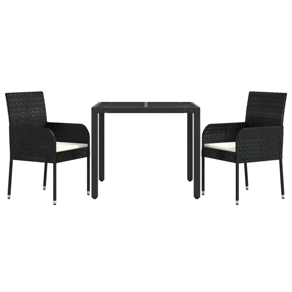 3 Piece Garden Dining Set in Black