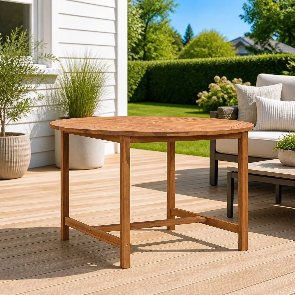 Solid Teak Round Dining Table Ø110cm for Outdoor Use