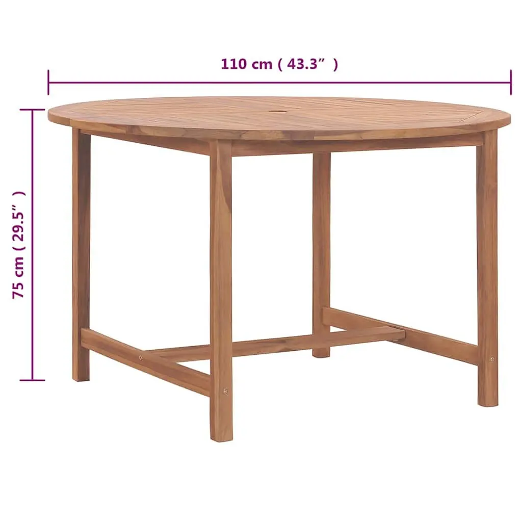 Solid Teak Round Dining Table Ø110cm for Outdoor Use