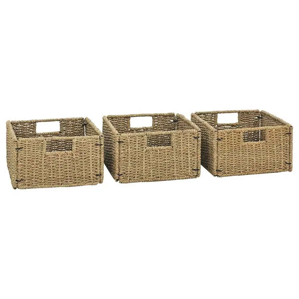 Bathroom Vanity Cabinet Solid Teak Wood with Seagrass Storage Baskets Brown 132W x 45D x 75H cm
