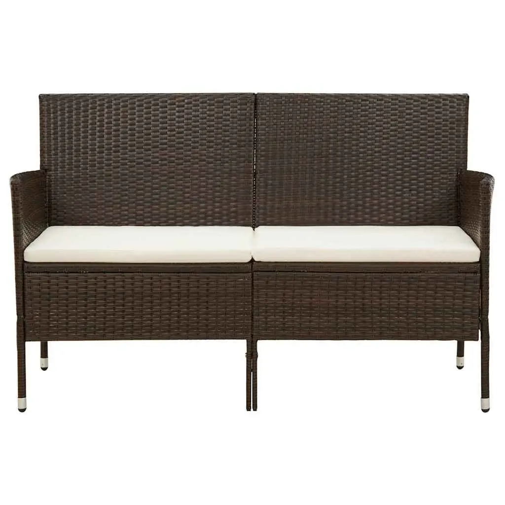 Outdoor Sofa 3-Seater Garden Patio Furniture Brown Poly Rattan with Cushions