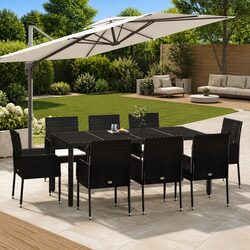 Reliable 9 Piece Black Poly Rattan Garden Set