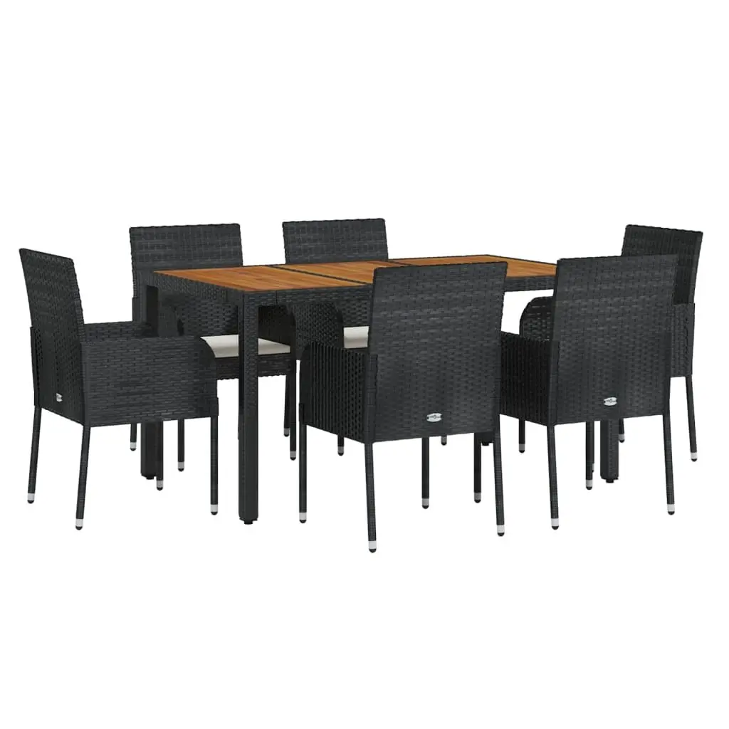 7 Piece Outdoor Garden Dining Set Poly Rattan Patio Furniture Black