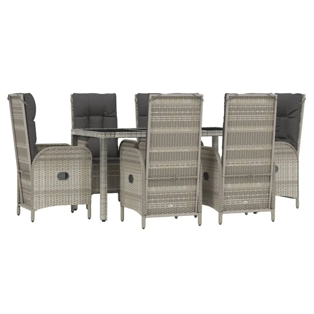 7 Piece Garden Dining Set Grey Outdoor Furniture Table Chairs Poly Rattan