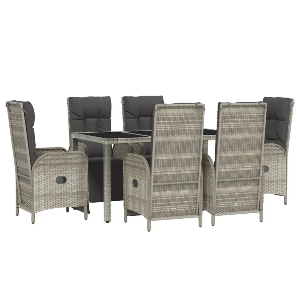 Garden Dining Set 7 Piece Outdoor Furniture Grey Poly Rattan Chairs Table