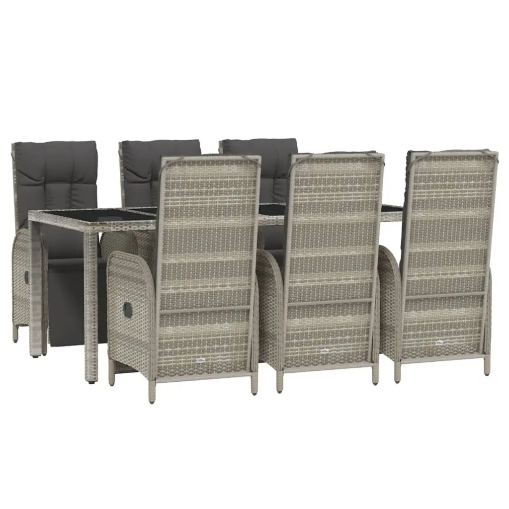 Outdoor Furniture 7 Piece Dining Set Grey Poly Rattan with Cushions for Garden and Patio
