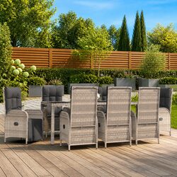 Reliable 9 Piece Grey Garden Dining Set with Comfort