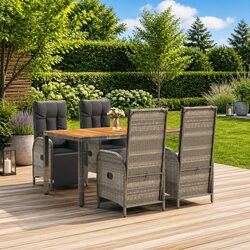Reliable 5-Piece Grey Dining Set with Cushions