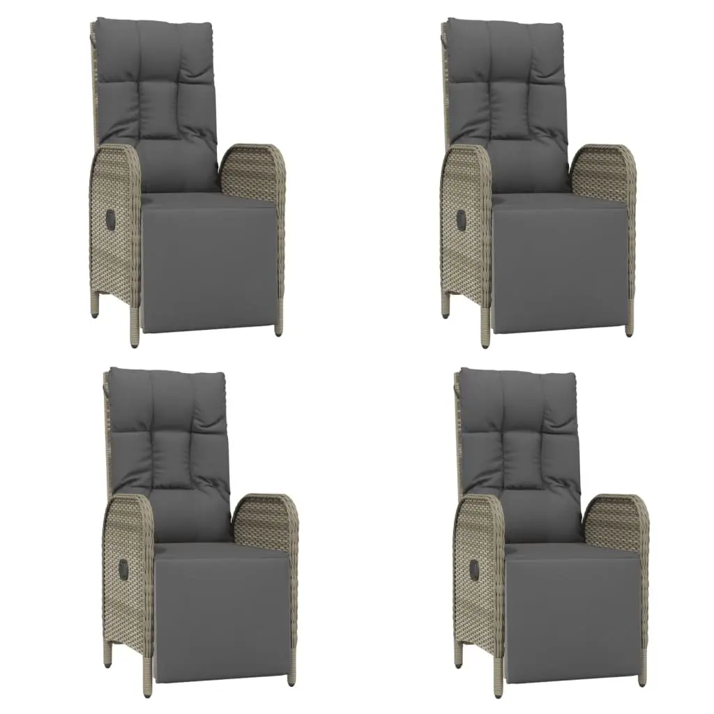 Garden Dining Set 5 Piece Outdoor Furniture Grey Poly Rattan Cushioned Chairs